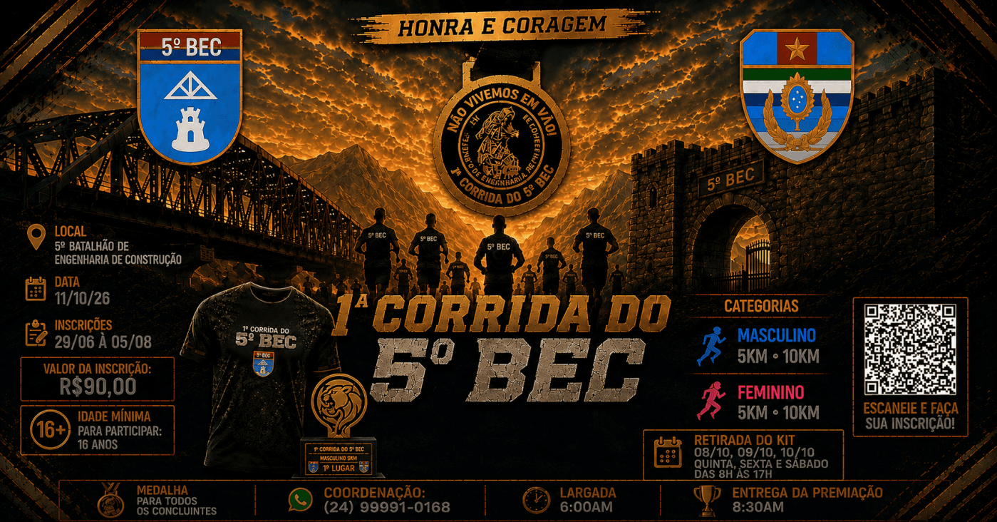 Inscrições e informações: Corrida do 5º BEC
