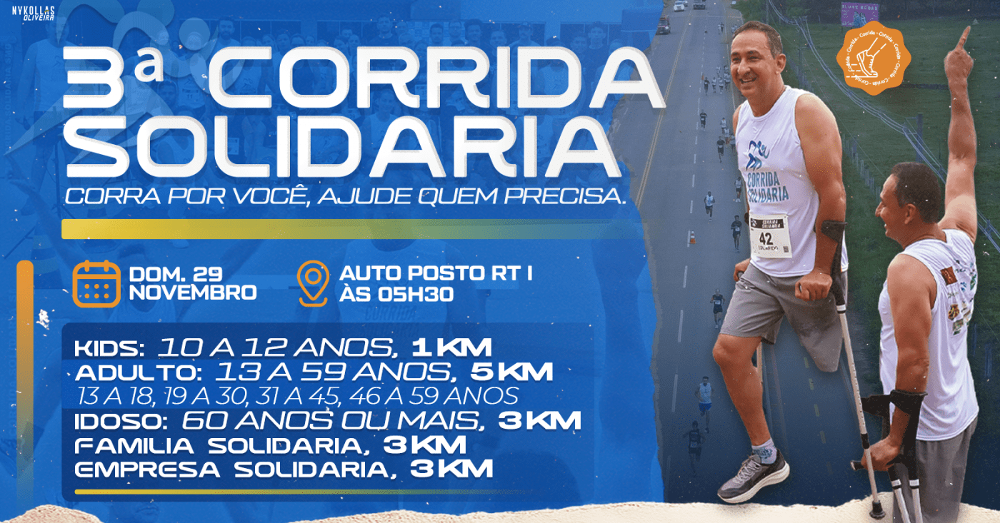 Inscrições e informações: 3ª Corrida Solidária de São Miguel do Guaporé — RO