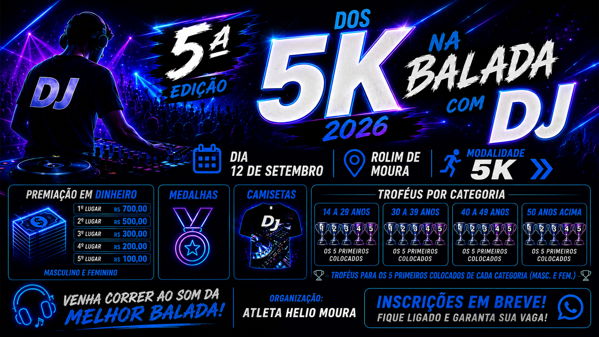 5K na Balada com DJ – Rolim de Moura 2026: inscrições, percursos e informações
